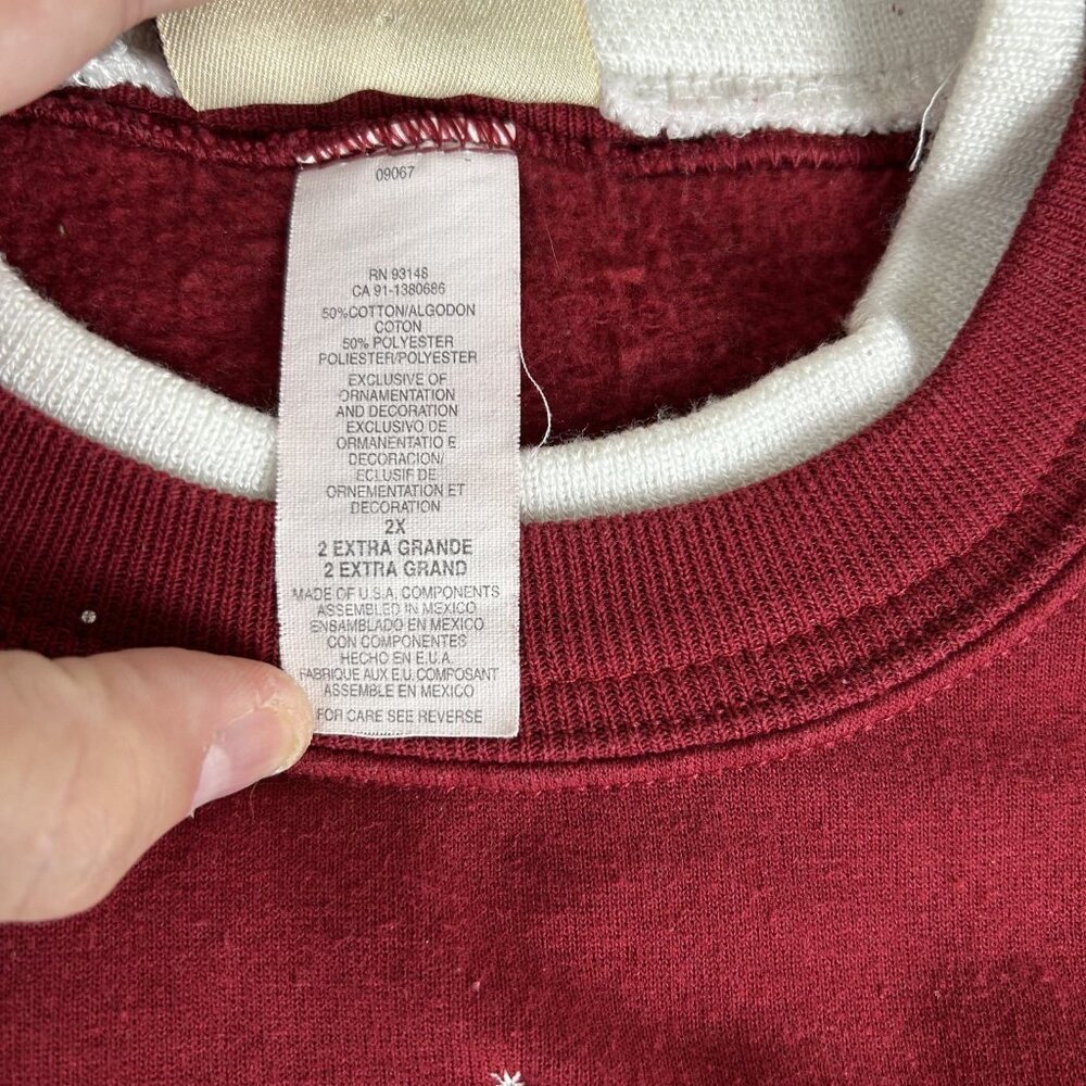 Vintage Top Stitch by Morning Sun Sweatshirt Size 2X Red Snowman Grandma Comfy - Picture 6 of 8